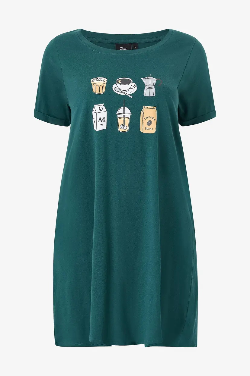 Zizzi Nattkjole mAlly S/S Abk Dress - Grønn