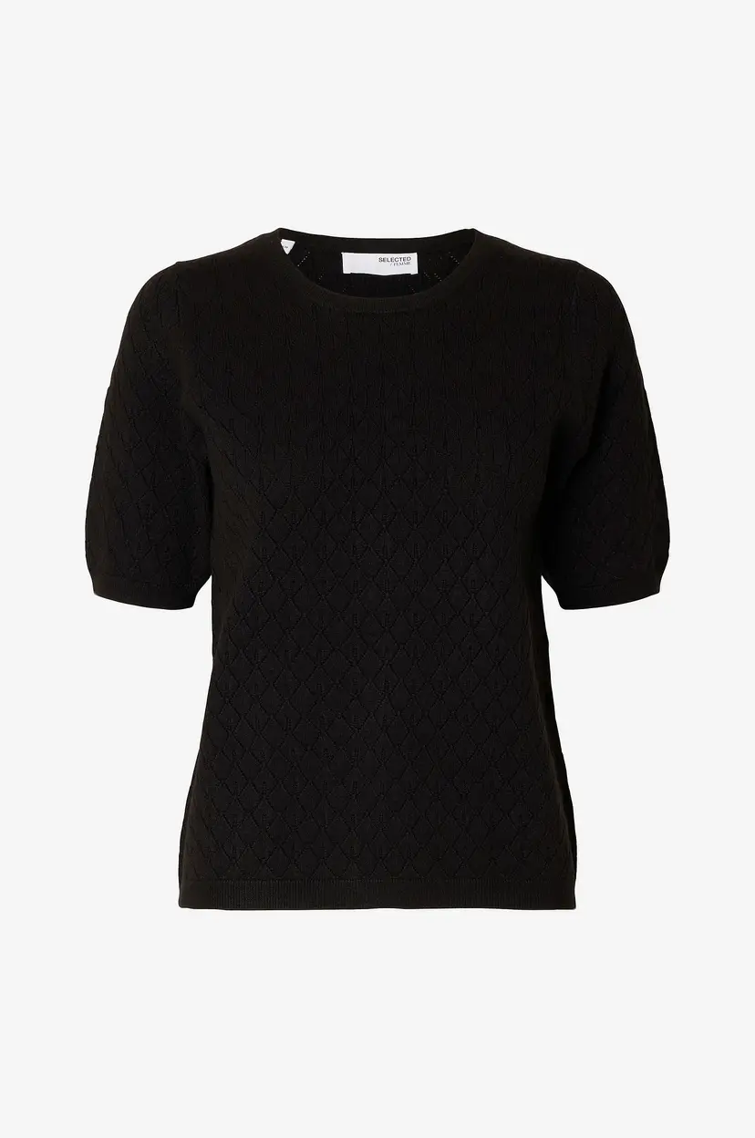 Selected Women Topp slfHelen 2/4 Knit O-neck - Svart