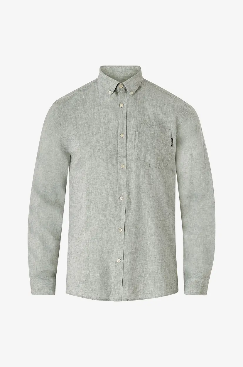 Lindbergh Skjorte Cotton/linen Shirt L/ - Grønn