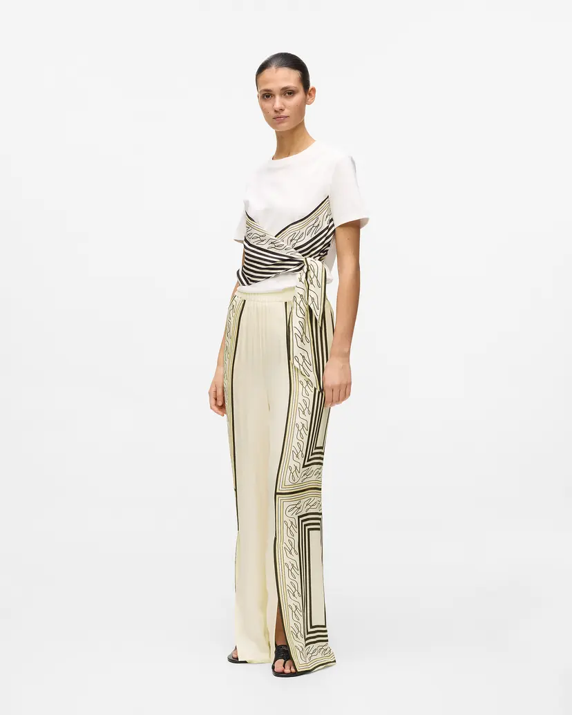 Karl Lagerfeld Karl Lagerfeld Scarf Print PJ Pants Beige Pants