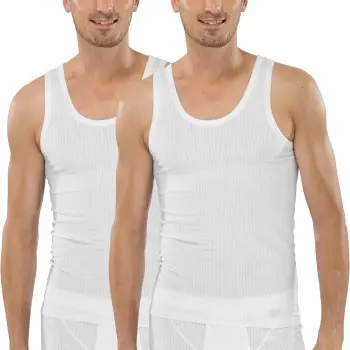 Schiesser Schiesser 2P Authentic Undershirts Hvit bomull Large Herre