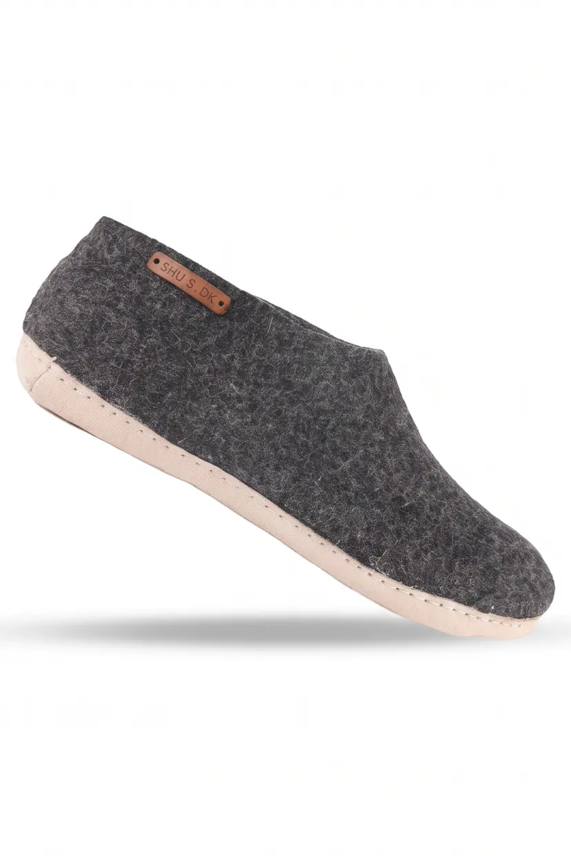 SHUS Uldhjemmesko (100% ren uld) - Model Koks m/sål i skind - 36