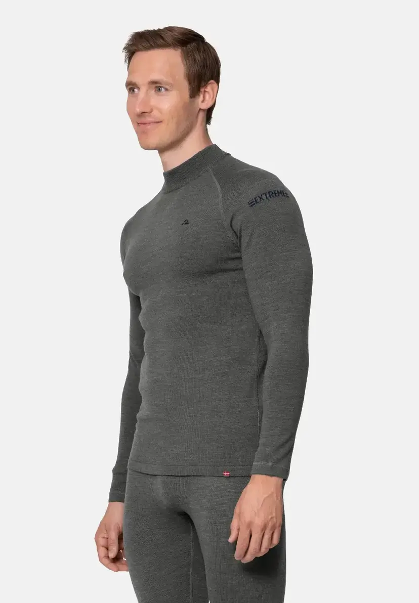 DANISH ENDURANCE EXTREME MERINO SKIUNDERTRØJE fra DANISH ENDURANCE, Grå, M, Varmeste baselayertrøje med fugttransporterende merinould