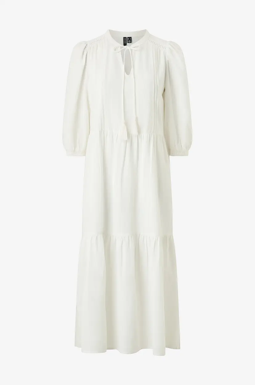 Vero Moda Kjole vmPretty 3/4 Long Dress Wvn - Hvit