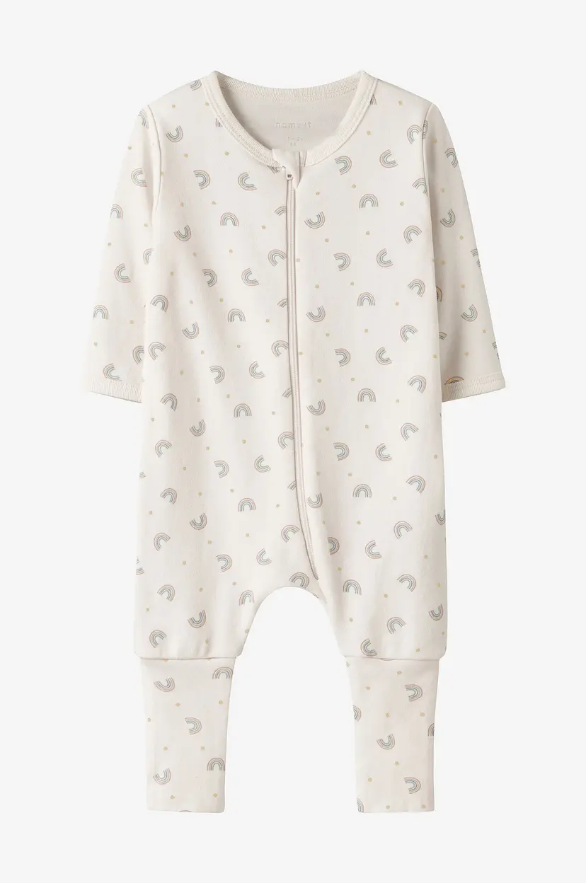 Name it baby Pyjamasoverall nbfNightsuit Zip FF Jet Rainbow - Hvit