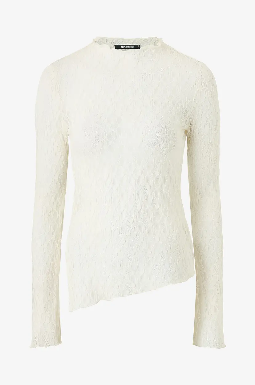 Gina Tricot Blondetopp Asymmetric Lace - Natur