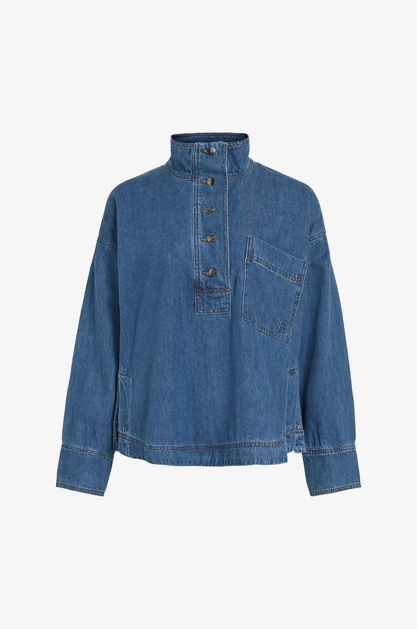 Rouge Edit Denimskjorte rouFeather LS Henley - Blå