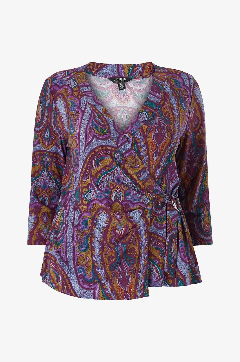 Lauren Ralph Lauren Curve Omslagstopp Shirt - Flerfarget