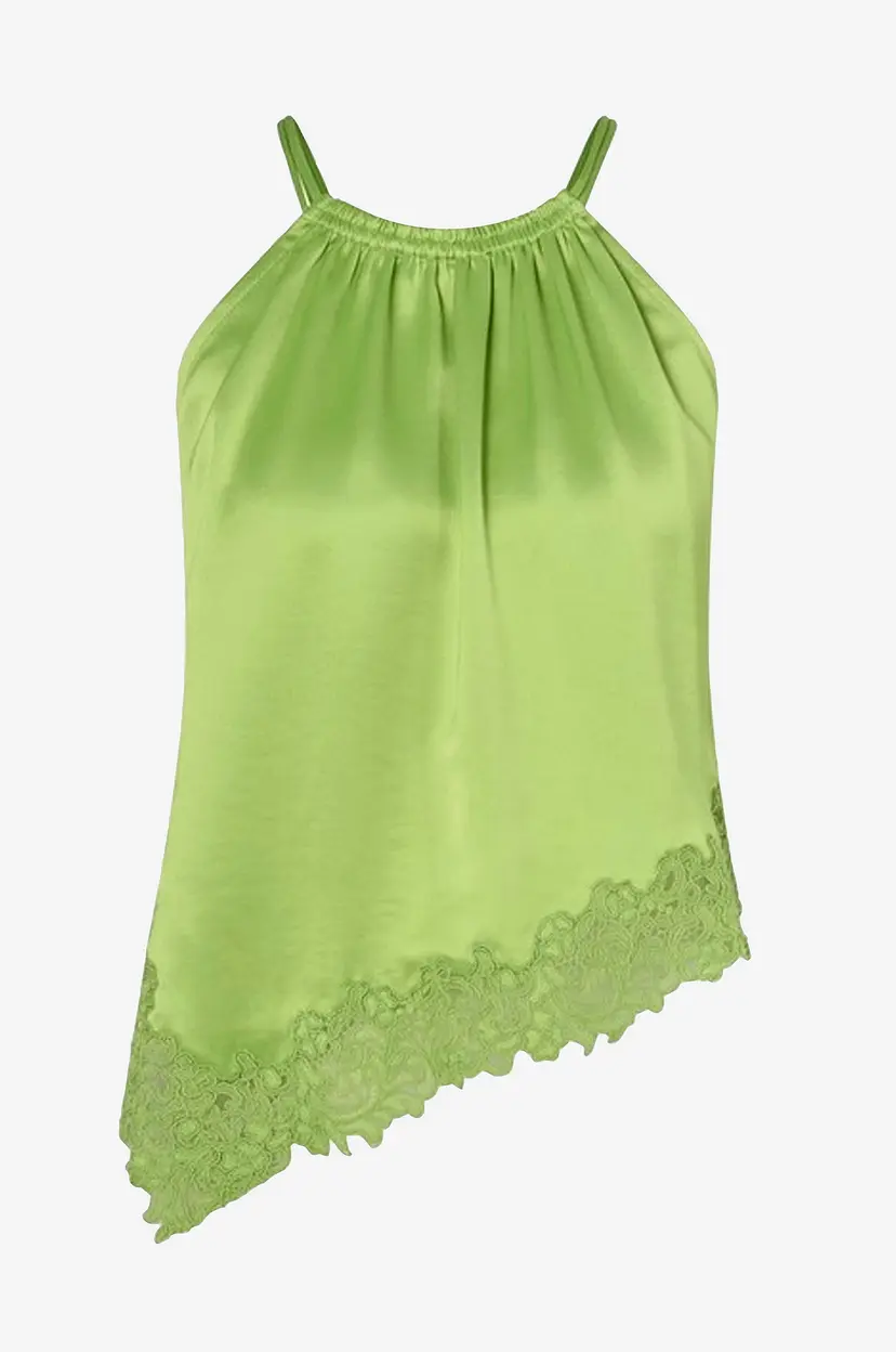 By Malina Bluse Madina Asymmetric Lace Hem - Grønn