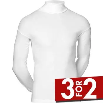 JBS of Denmark JBS Classic Roll Neck Long Sleeve Hvit bomull Small Herre