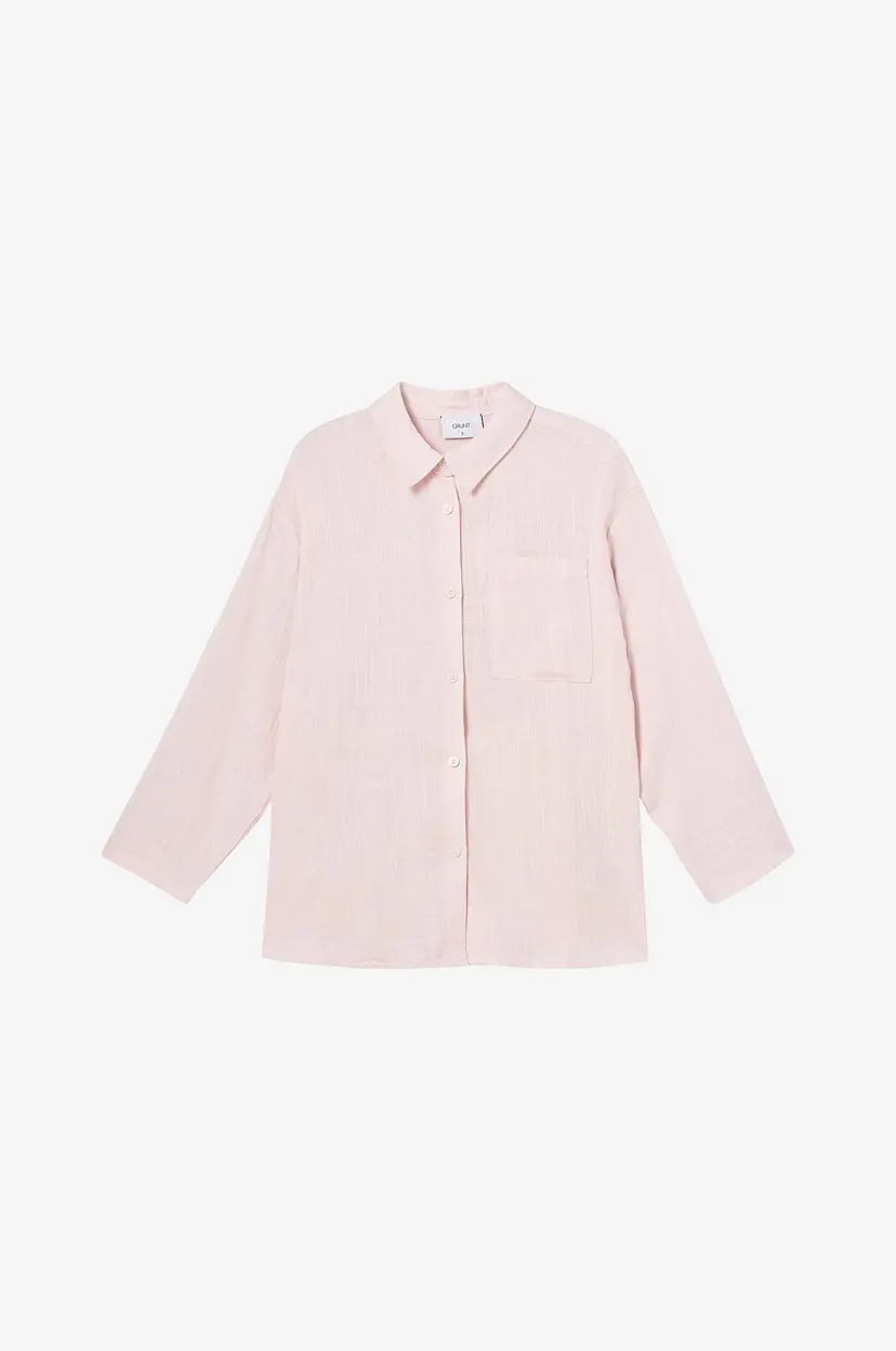 Grunt Skjorte Latti LS Linen Shirt - Rosa