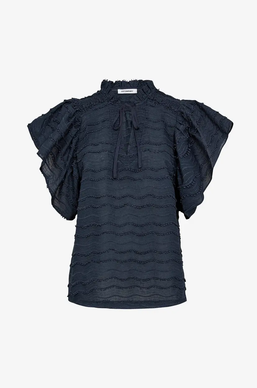 Co'couture Bluse WavedingCC Frill Top - Blå