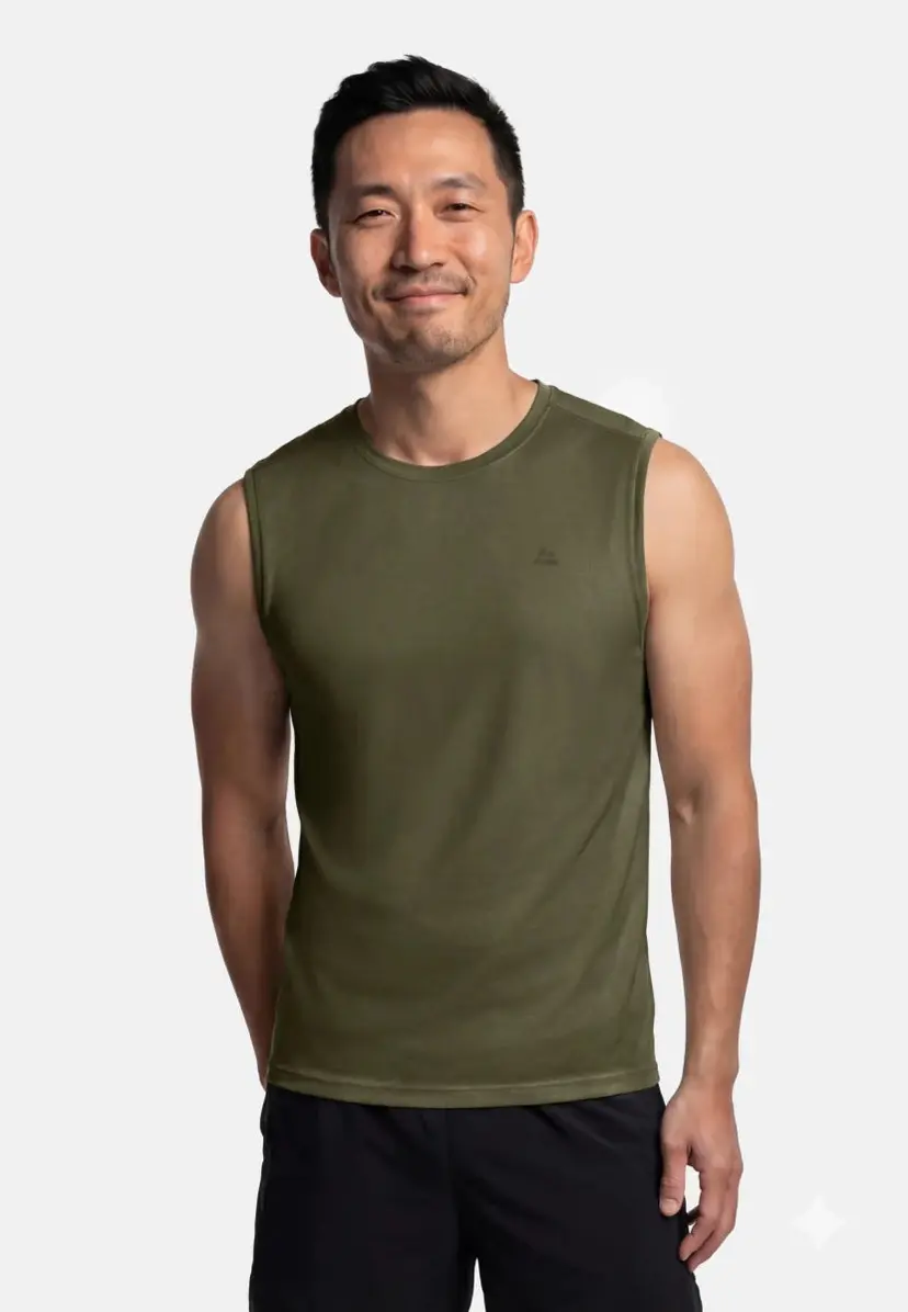 DANISH ENDURANCE Mændens hurtigtørrende Running Tanktop af Danish Endurance, Mørk olivengrøn, M