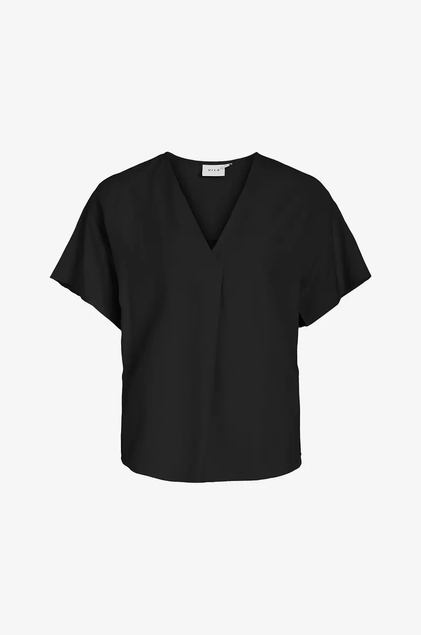 Vila Topp viPrisilla V-neck S/S Top - Svart