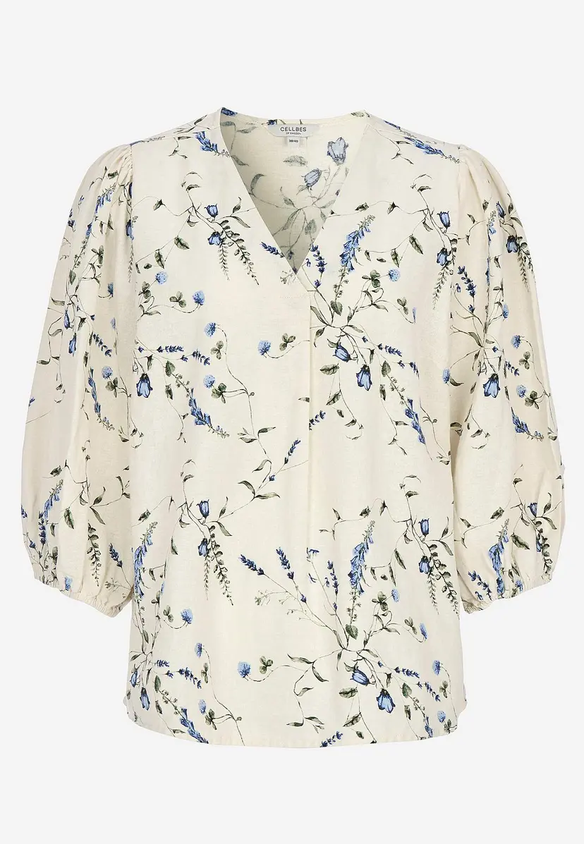 Cellbes of Sweden Blomstret bluse i lin- og viskoseblanding