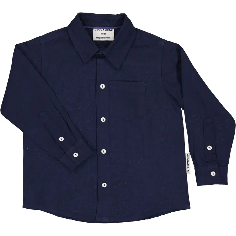 Geggamoja Linneskjorta lång arm Navy - 98/104