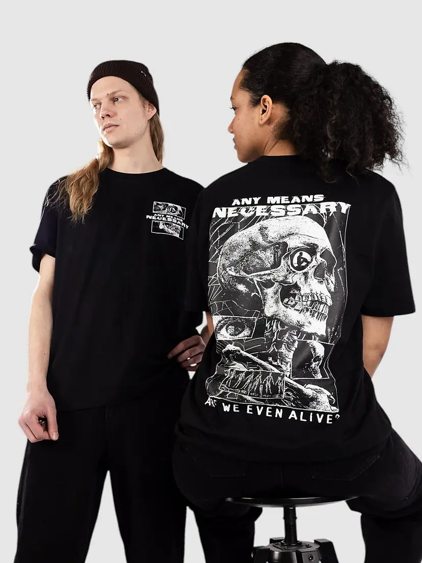 Any Means Necessary Any Means Necessary Are We Even Alive T-skjorte svart