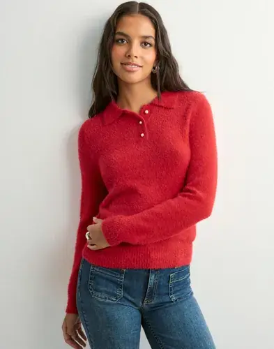 ONLY Only - Rød - Onlpetra Ls Polo Bling Cc Knt