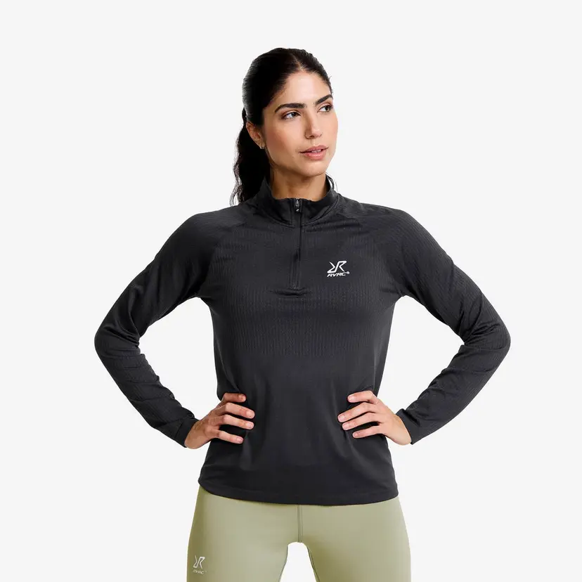 RevolutionRace Focus Half-zip Seamless Top Dame Anthracite
