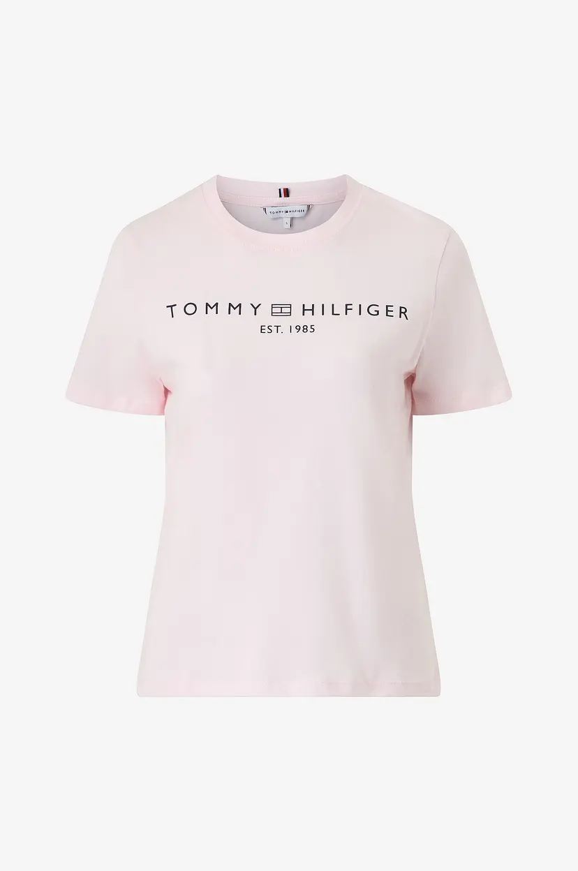 Tommy Hilfiger Topp Reg Corp Logo C-nk SS - Rosa