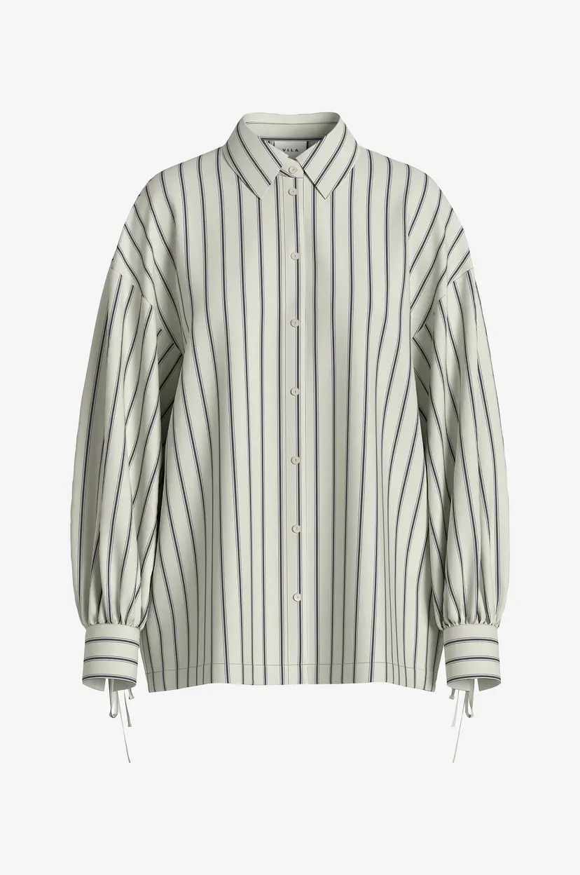 Vila Skjorte viBelfie L/S Stripe Shirt - Beige