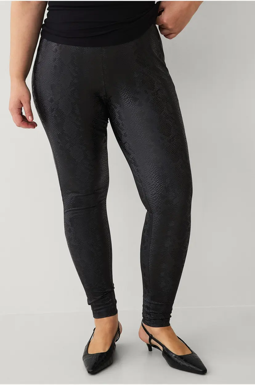 Zizzi Leggings Emana, Long, PU Leggings - Svart