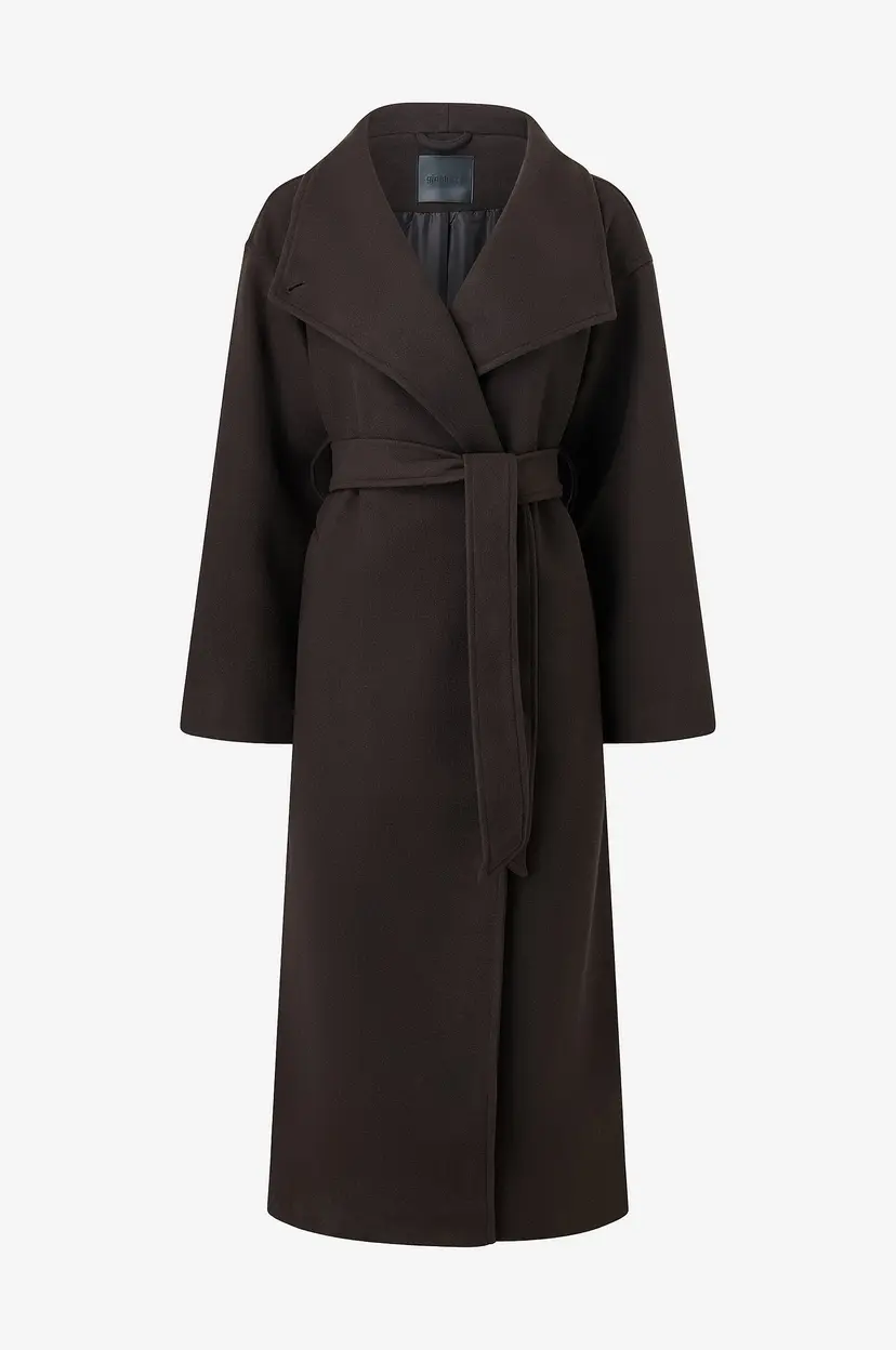 Gina Tricot Kåpe High Neck Wool Blend Coat - Brun