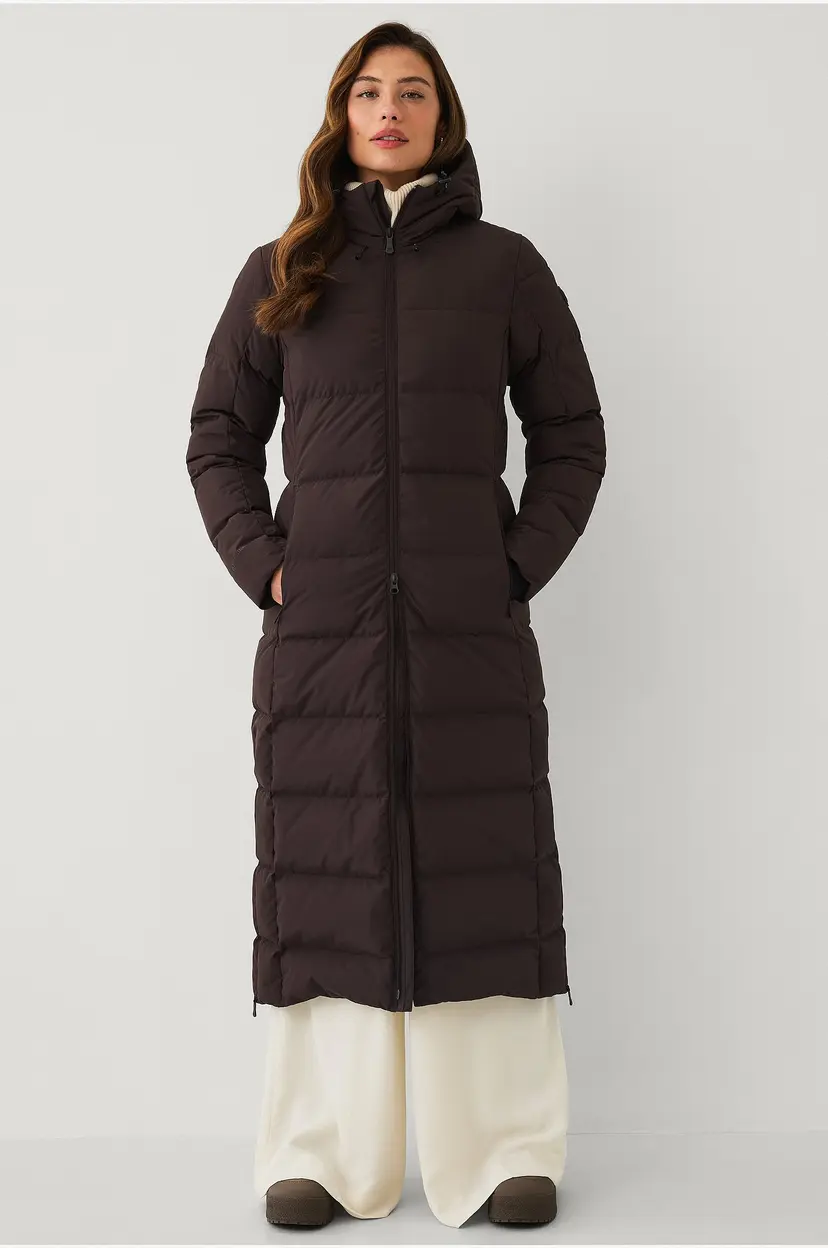 Áhkká Dunfrakk Down Coat Long with Hood W - Brun