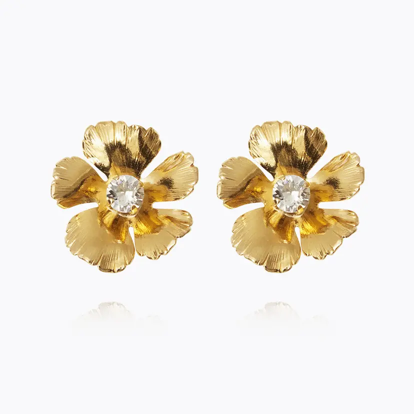 Caroline Svedbom Anemone Earrings Gold Crystal