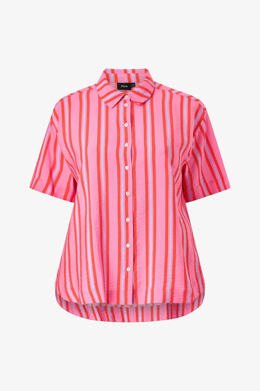 Zizzi Skjorte mFina S/S - Rosa