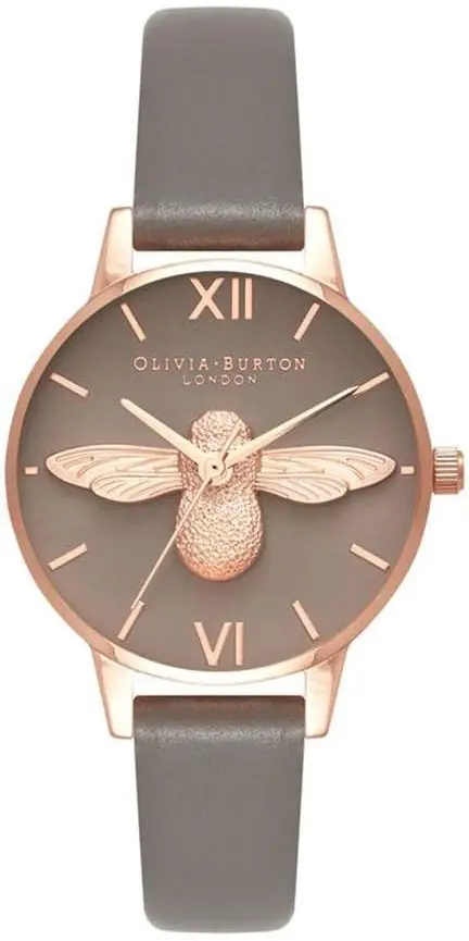 Olivia Burton Olivia Burton Dameklokke OB16AM148 London Grå/Lær Ø30 mm