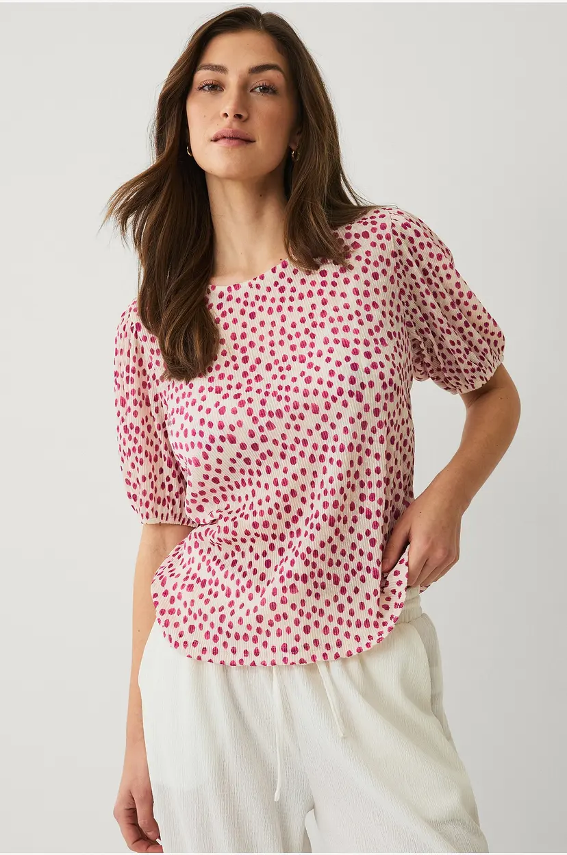 Ellos Collection Jerseybluse med puffermer - Hvit