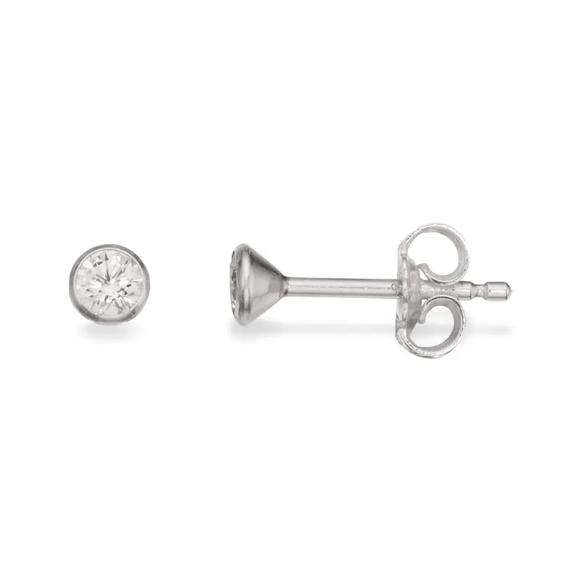 Scrouples Scrouples - Sølv øreringe med klar sten, 3mm - 112032s