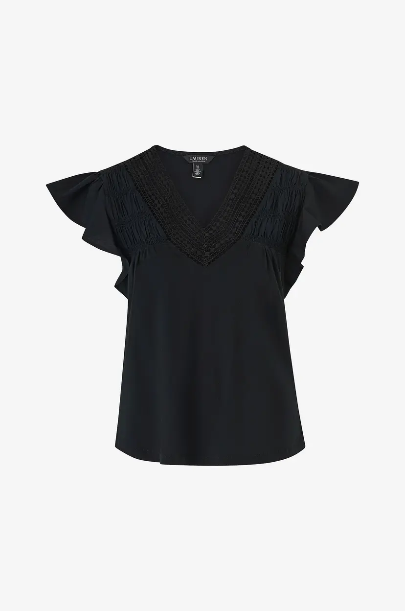Lauren Ralph Lauren Topp Uptown Ctn Mdl Jrsy-ssl-plo - Svart