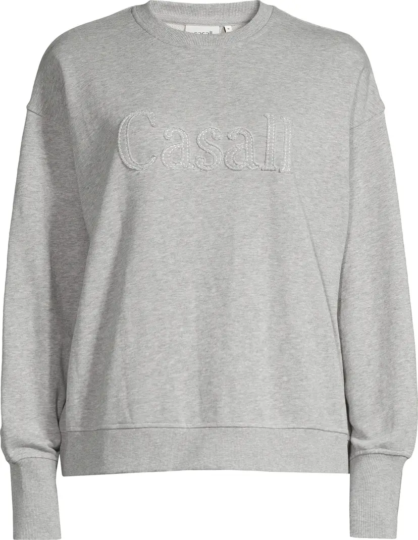 Casall Casall Women's Terry Spring Graphic Crew Grey Melange