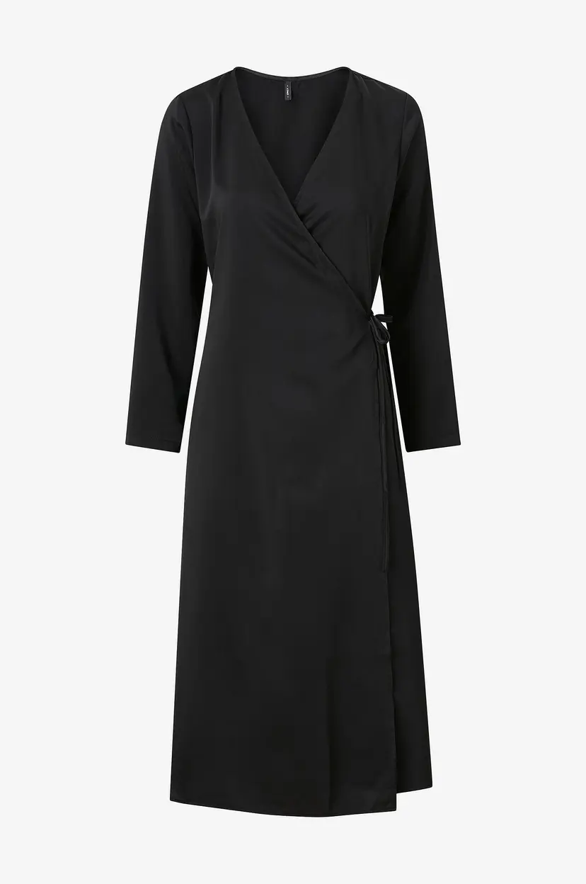 ONLY Omslagskjole onlThalia L/S Wrap Midi Dress - Svart