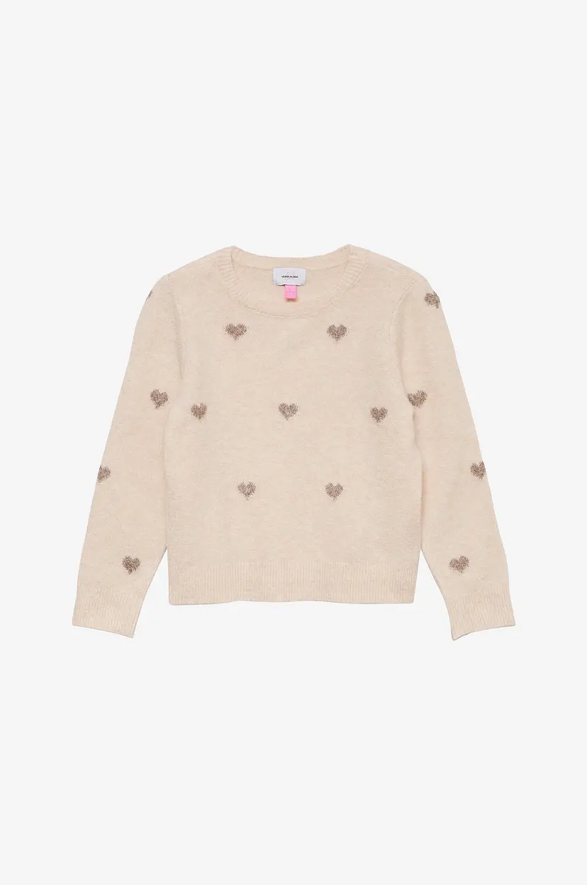 Vero Moda Girl Genser vmDoffy Intarsia LS O-nck Pullover - Beige