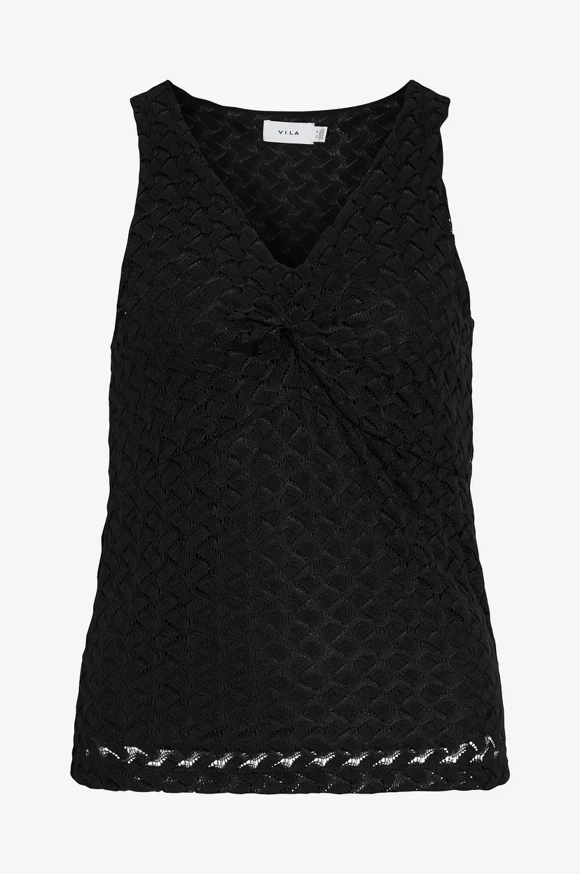 Vila Topp viSolira V-neck S/l Top/dfs - Svart