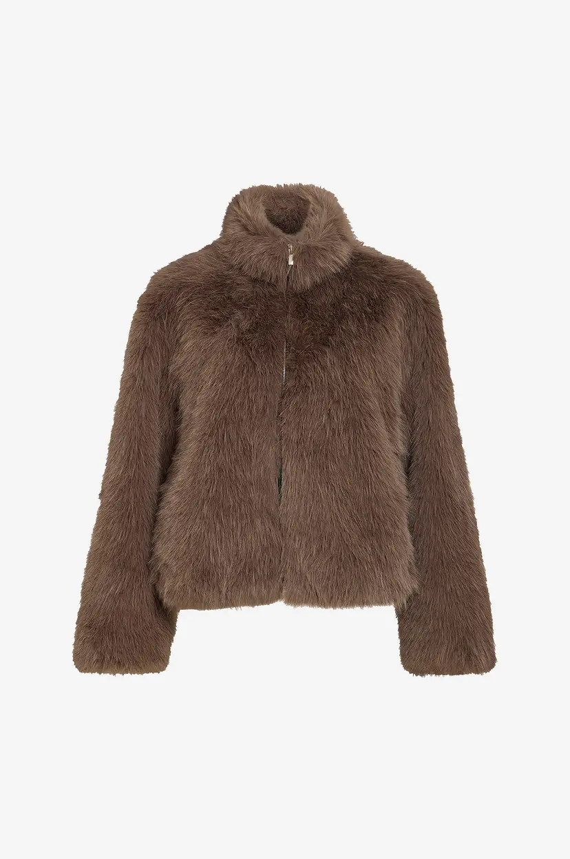 Vila Fuskepelsjakke Vimelta L/S Short Jacket - Grå
