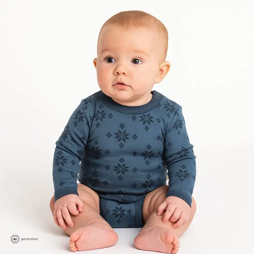 Joha Joha - Body Ull og Bomull Snowflake Blå