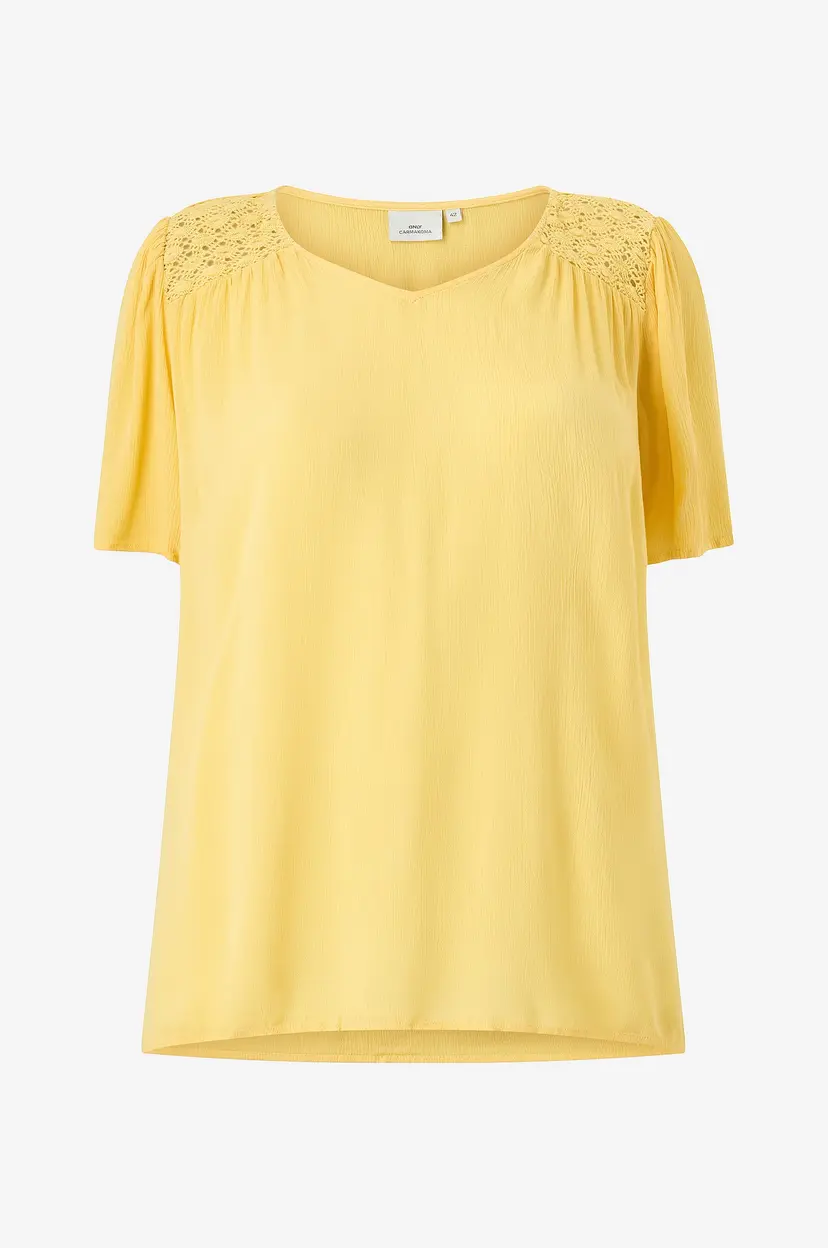 Only Carmakoma Bluse carSelasi S/S V-neck - Gul