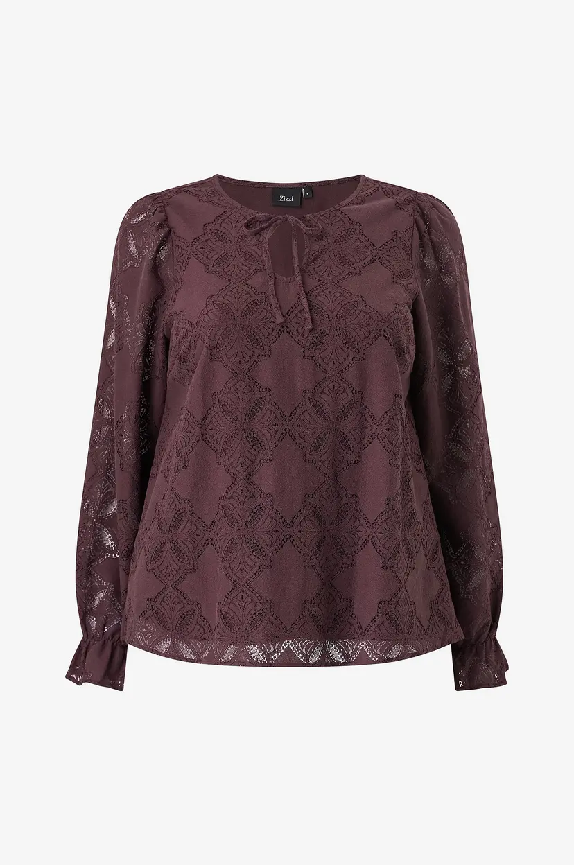 Zizzi Bluse Mathilda, L/S, Blouse - Rød