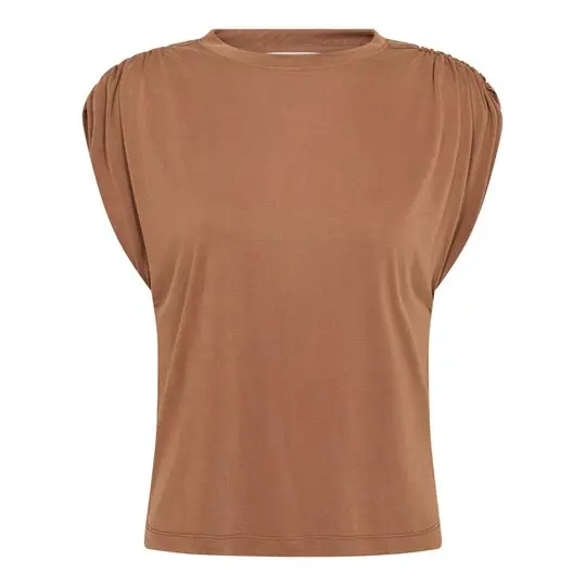 Co Couture Co' Couture - Camilla Ruched Shoulder Tee - Suntan