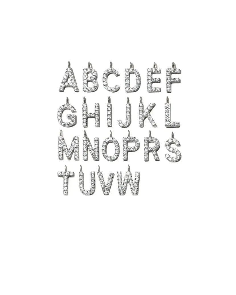ANI Jewels Stone Letter Charm M Silver