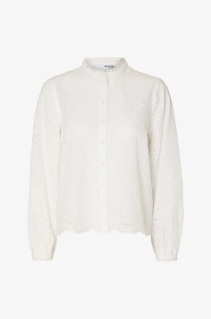 Selected Women Skjorte slfTatiana L/S Embr Shirt - Hvit
