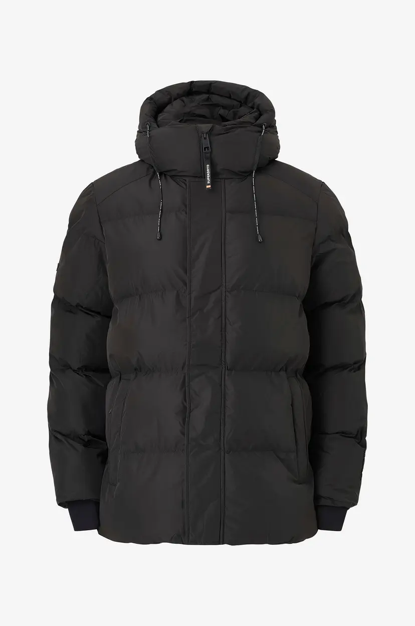 Superdry Pufferjakke Hooded 5 Baffle Sports - Svart