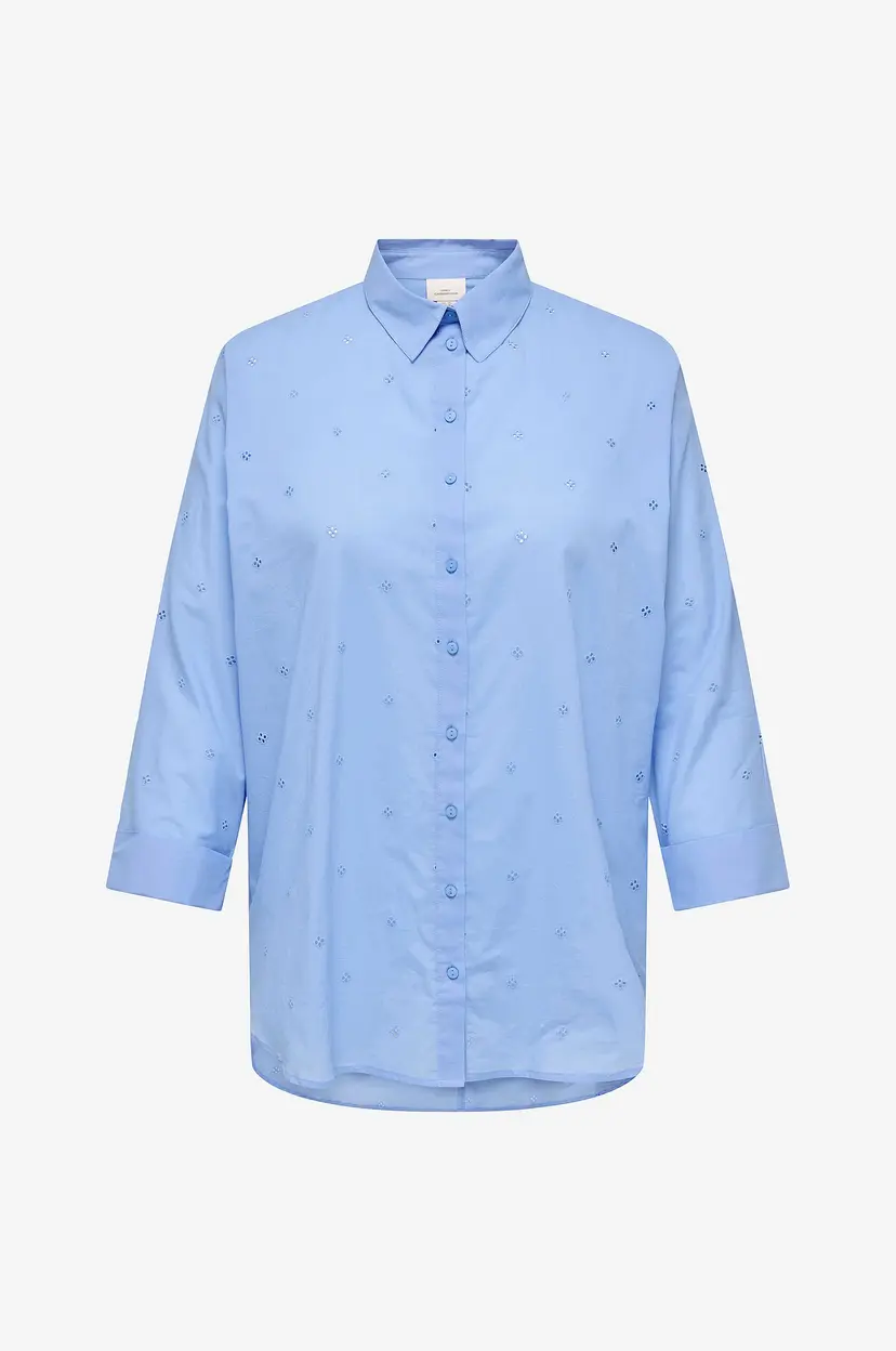 Only Carmakoma Skjorte carNew Grace Julia LS Emb Shirt - Blå