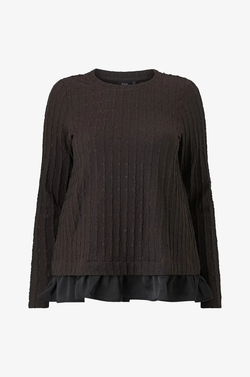 Zizzi Bluse Mica, L/S, Blouse - Brun