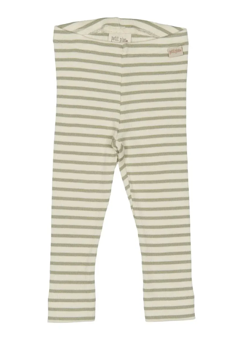 Petit Piao Petit Piao Legging Modal Striped, Desert Sage/Eggnog (56 / 1-2 mnd)