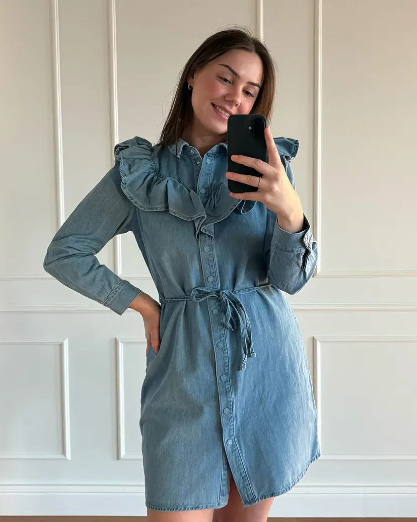 ONLY Denimkjole Indigo Frill